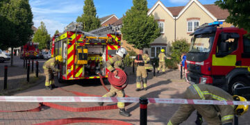 Around 25 firefighters battle major blaze at house in Swindon