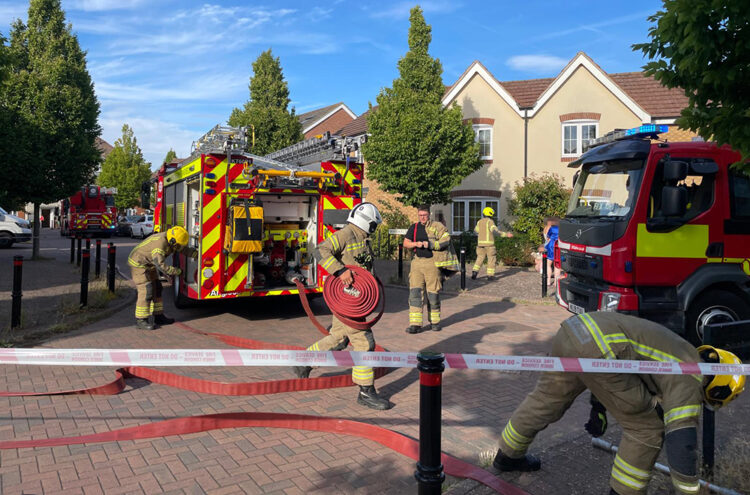 Around 25 firefighters battle major blaze at house in Swindon
