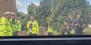 Man arrested after crashing van into block of flats during pursuit