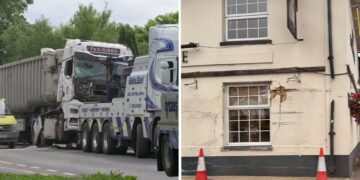 Lorry driver needed ‘a fair few stitches’ after crashing into pub