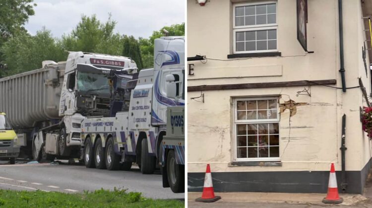 Lorry driver needed ‘a fair few stitches’ after crashing into pub