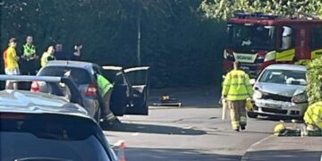 Crash shuts Swindon road as emergency services attend scene