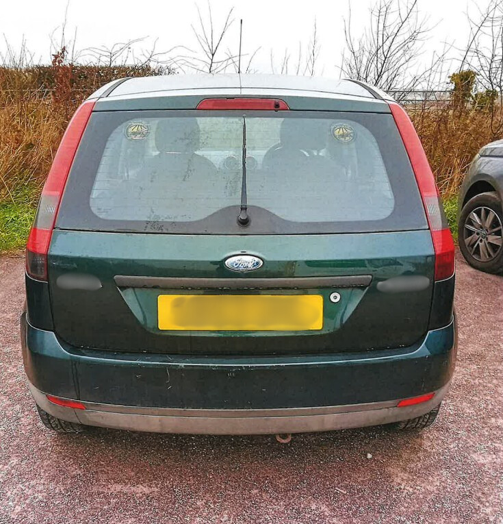 The Ford Fiesta dumped on private land