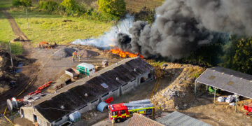 Smoke plume as large fire breaks out on farm near Chippenham