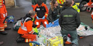 Multi-agency emergency training exercise at Swindon fire station