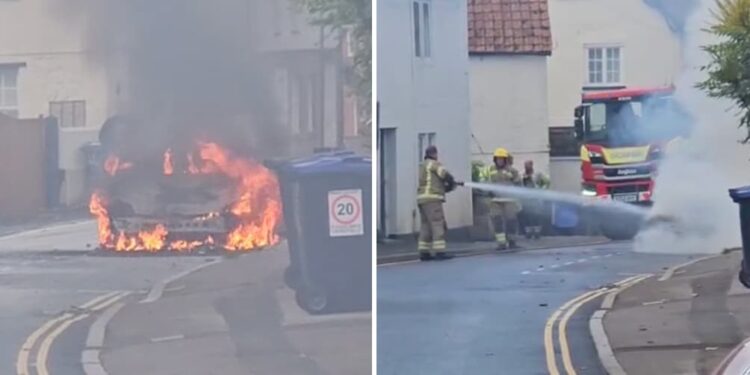 Car fire shuts Market Lavington High Street for several hours