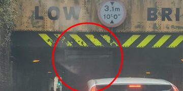 Traffic chaos as van becomes wedged under low bridge in Swindon