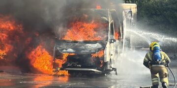 Two vans and two cars catch fire in car park near Swindon pub