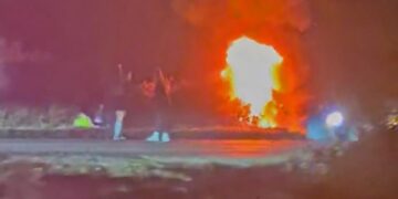 A350 closed after ‘serious’ crash – as motorbike engulfed in flames