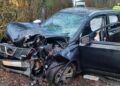 Black ice warning after four people seriously injured in tree crash