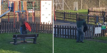 Police hunt duo who ‘acted inappropriately’ on play park bench