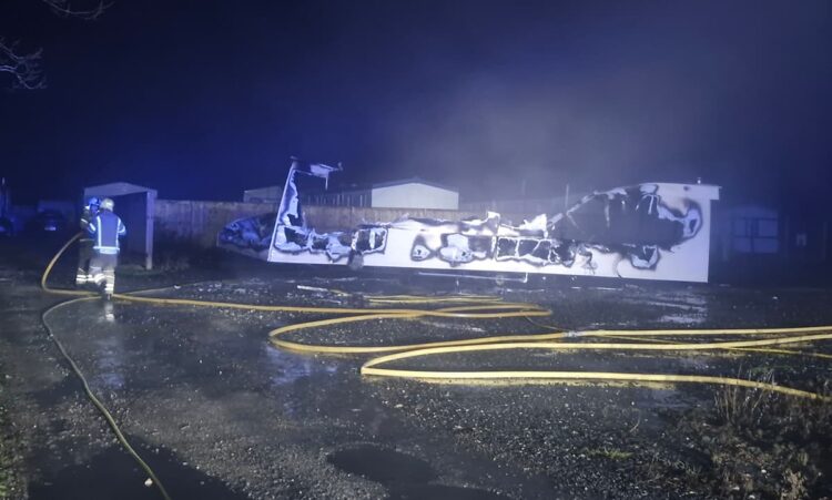 Orange glow from static caravan blaze ‘could be seen a mile away’
