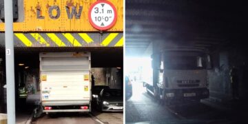 Police close Swindon road after lorry gets stuck under low bridge