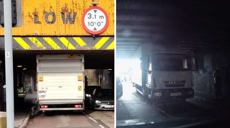 Police close Swindon road after lorry gets stuck under low bridge
