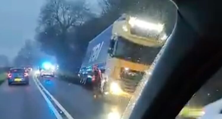 Major delays on A429 near Malmesbury after lorry ends up in ditch