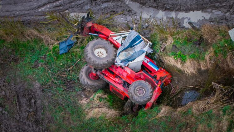 Casualty airlifted after crashing telehandler into ditch near Devizes