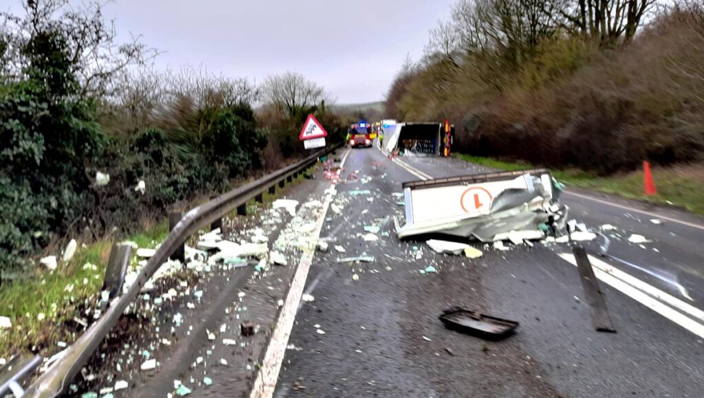 Lorry driver arrested after flipping vehicle in dramatic A303 crash