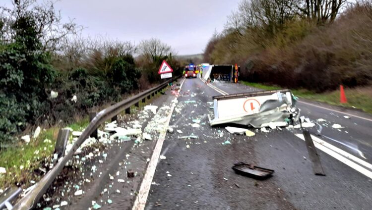 Lorry driver arrested after flipping vehicle in dramatic A303 crash
