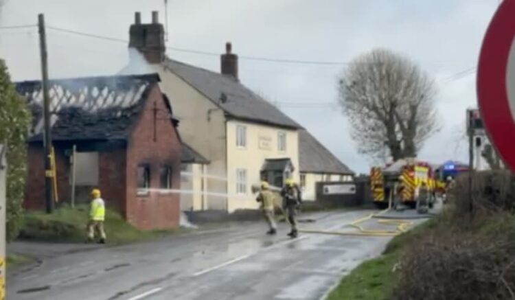 Firefighters battle blaze involving building at pub in Wiltshire