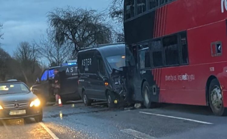 Crash involving van and bus partially blocks busy A345 in Wiltshire