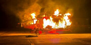 Wiltshire firefighters tackle Apache helicopter blaze in exercise