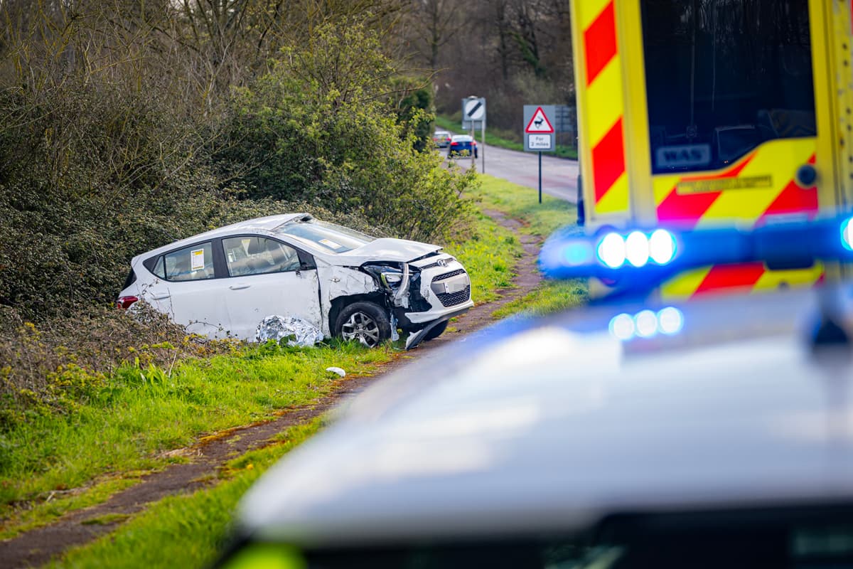 Driver flees after car overturns in morning crash near Chippenham