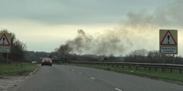 A350 in Chippenham closed as firefighters battle vehicle fire