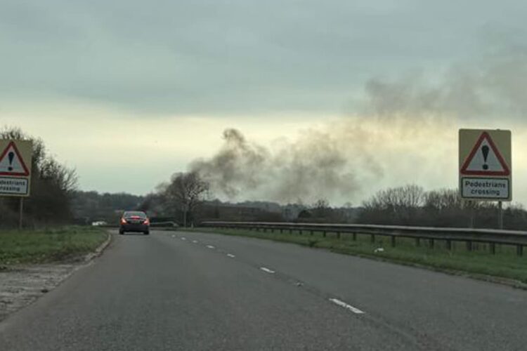 A350 in Chippenham closed as firefighters battle vehicle fire