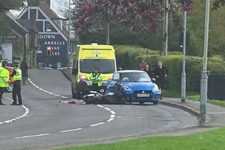 Crash involving car and motorbike shuts busy route in Swindon