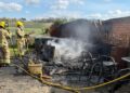 Explosion risk as firefighters race to tackle shed blaze in village