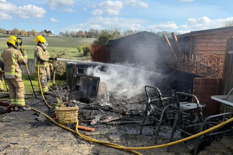 Explosion risk as firefighters race to tackle shed blaze in village