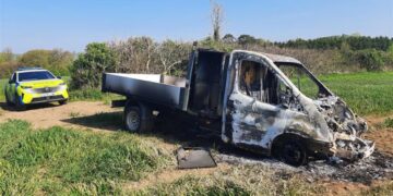 Police discover stolen van burnt out during rural patrols near Frome