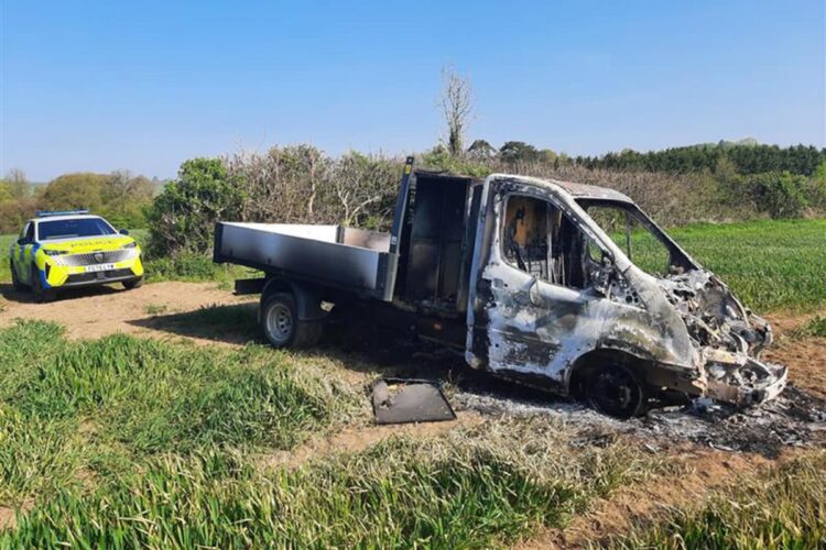 Police discover stolen van burnt out during rural patrols near Frome