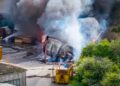 Huge smoke plume amid fire at struggling Airsprung Beds factory