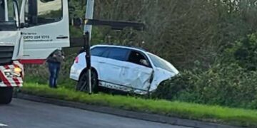 BMW recovered from ditch after crashed on Chippenham route