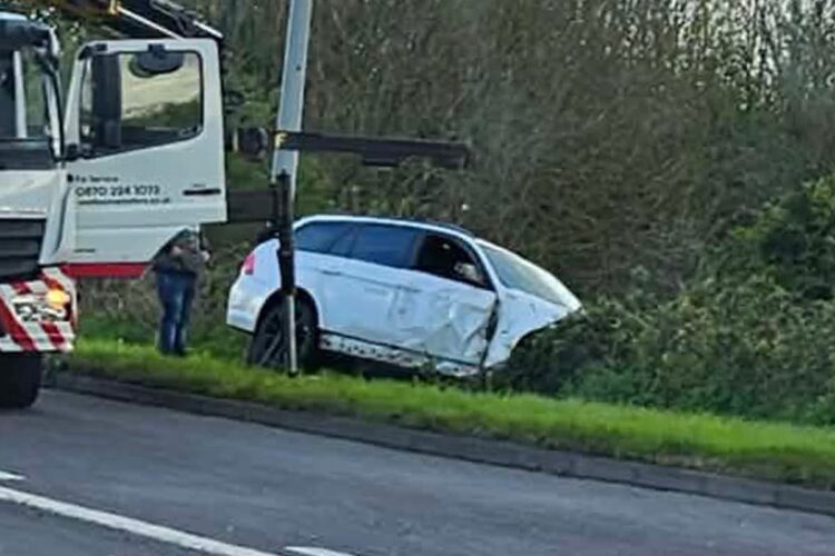 BMW recovered from ditch after crashed on Chippenham route