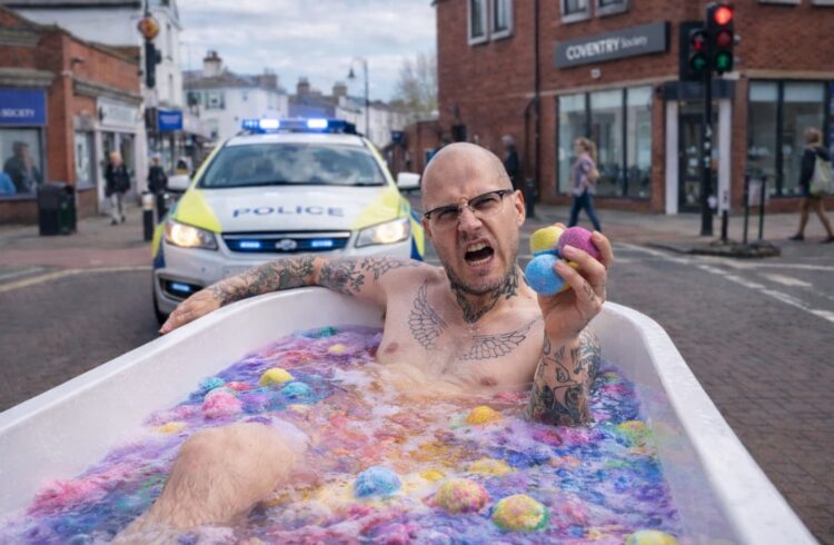 Trowbridge entrepreneur arrested after having bath in town centre