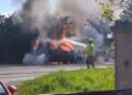 A420 delays after car bursts into flames just over Wiltshire border