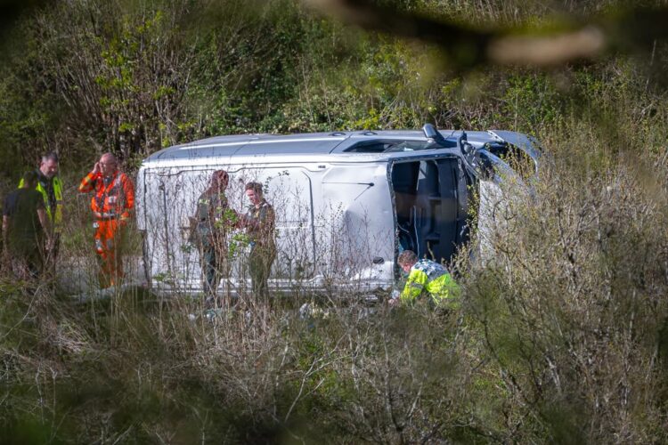 Air ambulance deployed after van overturns in serious A420 crash