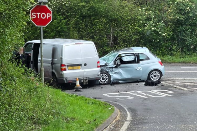 Van and three cars involved in A361 crash as two hospitalised