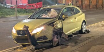 Two people flee scene of Swindon crash as bollards demolished