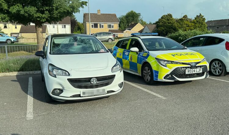 Corsa suffers huge bullseye in crash with cyclist in Chippenham