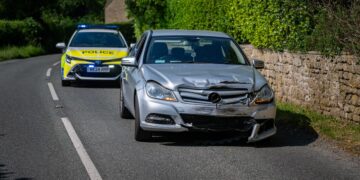 Air ambulance lands after motorbike and car crash near Swindon