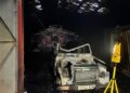 Land Rover catches fire before flames spread to barn on farm