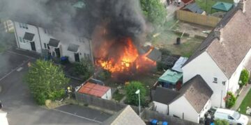 Blaze ’caused by sparks from brazier’ destroys two sheds in Calne