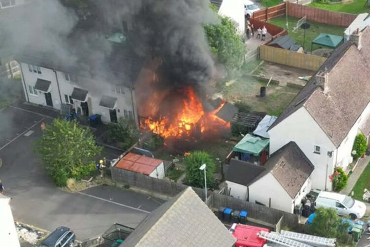 Blaze ’caused by sparks from brazier’ destroys two sheds in Calne