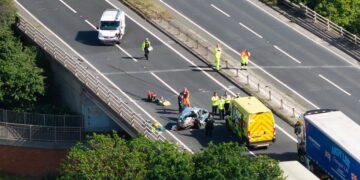 Woman killed in A419 crash as van smashes into broken down car