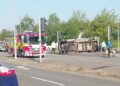 Delays as van overturns in dramatic crash on Swindon M4 junction
