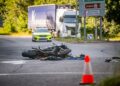 Biker fighting for his life after crashing through A36 roundabout