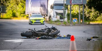 Biker fighting for his life after crashing through A36 roundabout